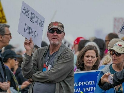 Citizens at a "Hands Off" rally, National Day of Action in Washington, April 5, 2025