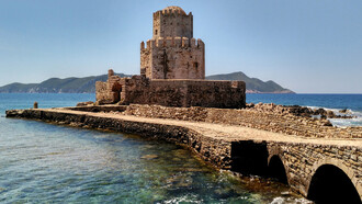 Vista del Castillo de Methoni, Mesenia, Grecia
