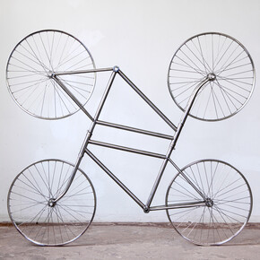 Ai Weiwei, Forever (Stainless Steel Bicycles in Silvery) Duo, 2013, Stainless steel bicycles in silvery, 66 x 57 3/4 x 7 in (168  x 147 x 18 cm), Edition of 10