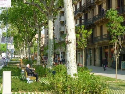 Barcelona. Zona ajardinada en el Passeig de Sant Joan.