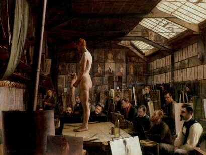 «O ateliê de Bouguereau na Académie Julian em Paris» (1891), Jefferson David Chalfant (1891)