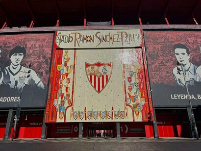 Siviglia, Spagna. L'entrata principale dello stadio Ramón Sánchez Pizjuán