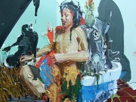 Alessandro Passaro, Il produttore di ombra, 60 x 60, olio su tela, 2012