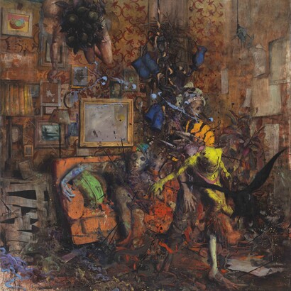 Jonas Burgert, Licht lügt, 2014. Oil on canvas 240 x 220 cm / (94½ x 86⅝ in). © Jonas Burgert - Image Courtesy of the Artist and Blain|Southern
Photographer: Gunter Lepkowski, 2014