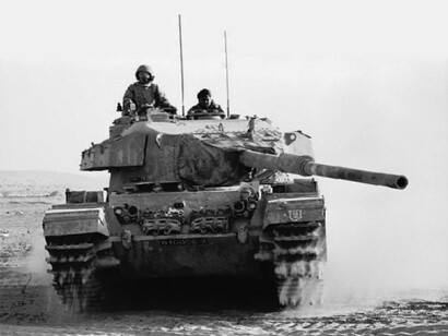 Tanque israelí durante la guerra de Yom Kipur