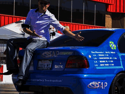 Lundgren built his electric car from trashed parts, including a salvaged BMW