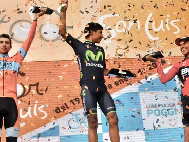 Podio de la Etapa 4 del Tour de San Luis 2014. En dicha fase, Nairo Quintana ganó la etapa en solitario