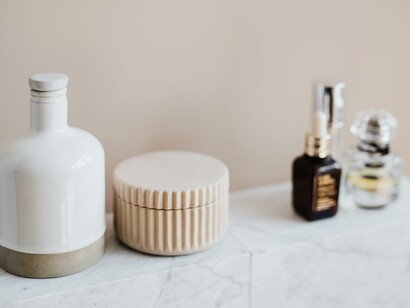Skin care products on a counter
