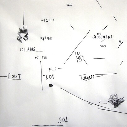 Erre, Encre de chine et pigment sur papier, 70×70cm, 2013