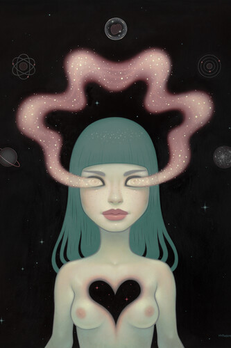Tara McPherson, Quantum Dancer, 76 x 91.5 cm, Oil on board, Dorothy Circus Gallery