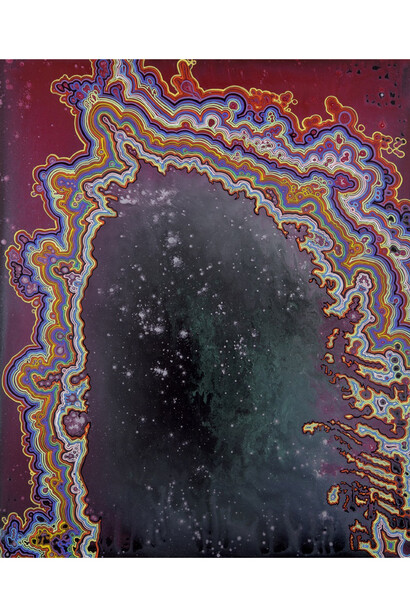 Barbara Takenaga, Aura/Arch  2014, Acrylic on wood panel, 24 x 20 in.