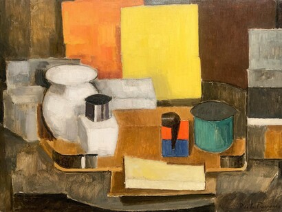 "Nature morte au carré jaune", Roger de La Fresnaye, olio su tela, 1913