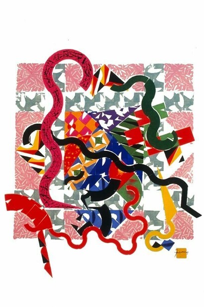 John Schiff, Thickplotting, 1995, Handstamped, 37” x 26”