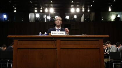 Mark Zuckerberg en su comparencia en Senado de Estados Unidos el pasado 10 de abril a causa del escándalo de fuga de datos