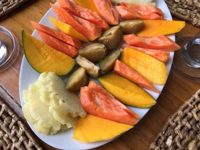 Fruit platter, guava, mango, pineapple