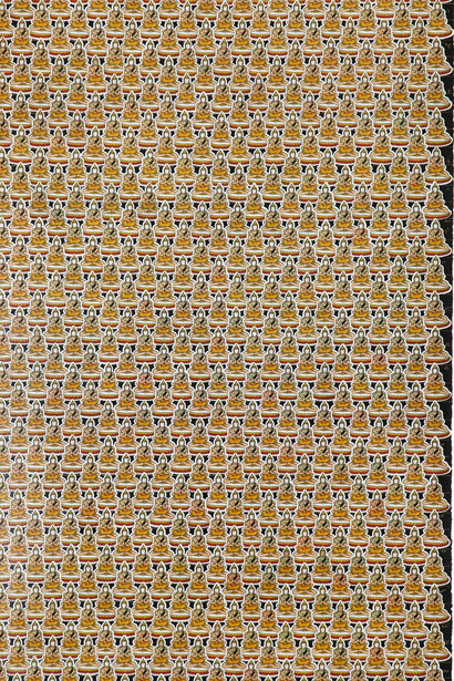 Gonkar Gyatso, 588 Prayers 2, 2015, mixed media collage on paper, 100 x 65 cm. Courtesy the artist e Galleria Mimmo Scognamiglio, Milano