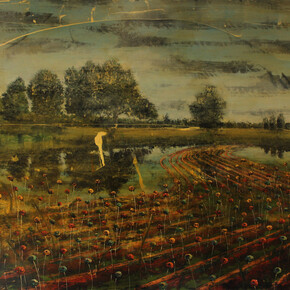 Forbici Jernej, 263 camouflage flowers, 2015, Acrilico e olio su tela, 130x240 cm