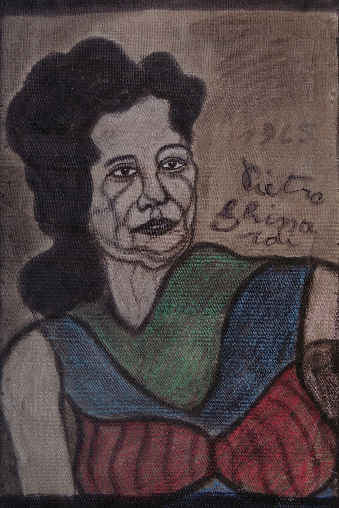 Pietro Ghizzardi, Ritratto dell'attrice Anna Magnani, 1965, tecnica mista su cartone, 71,3 x 50,6 cm