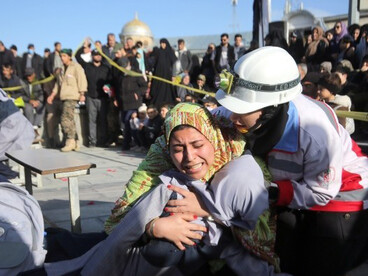 The street play Bell of Heaven was performed in Imam Khomeini Square in Hamedan, focusing on the attack on the Shajareh Tayyebeh School in Minab, Iran