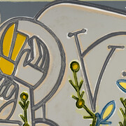 America Martin, Yellow Bird (detail). Oil & Acrylic on Canvas, 38 x 52 in Framed 39.50 x 53.50 in. Courtesy of JoAnne Artman Gallery