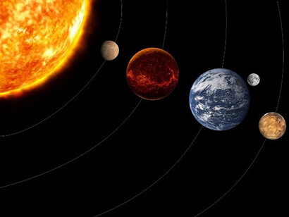 Illustration of solar system, planets and universe