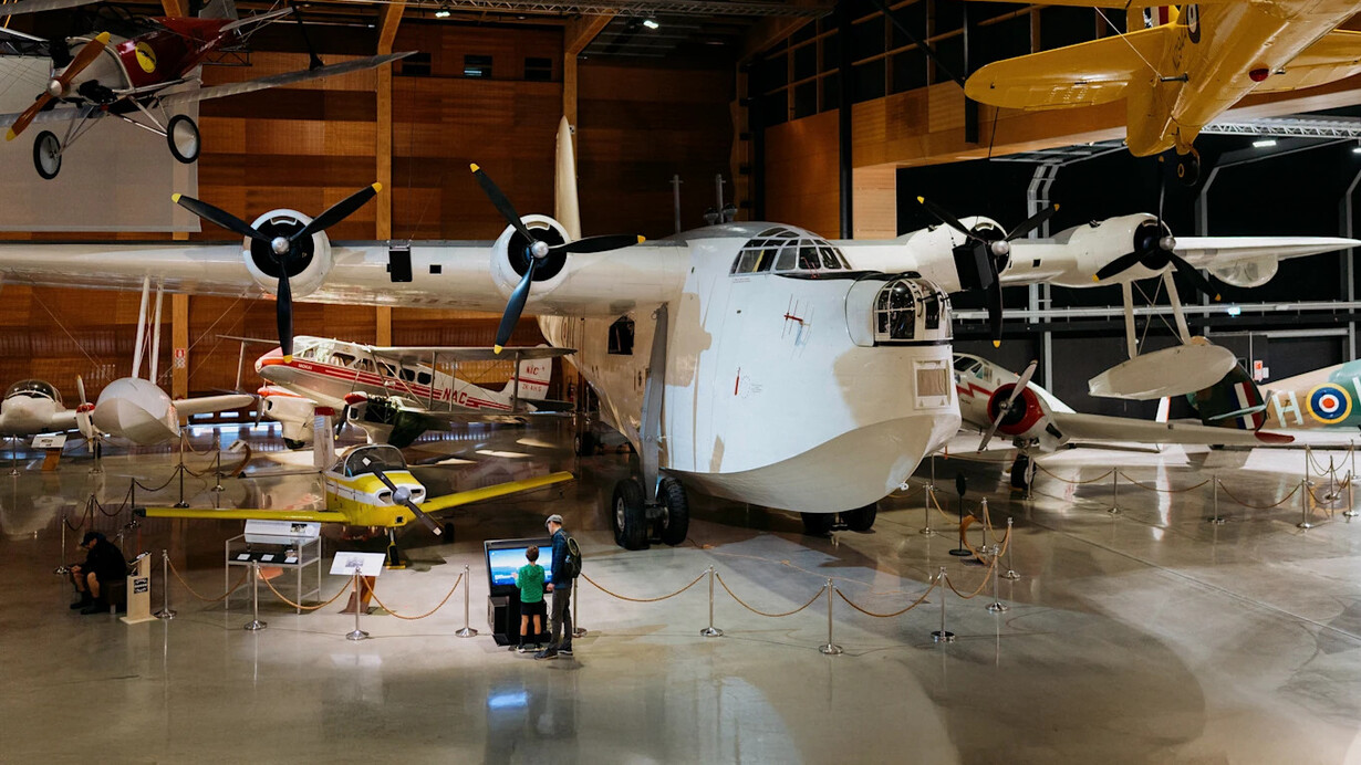 MOTAT taiwhanga rererangi, aviation hall, exhibition view. Courtesy of MOTAT