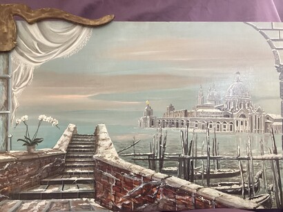 Serie Viaggio in Italia, "La Salute", tecnica mista, 50x70 cm, 2003, © Francesco Sorbini