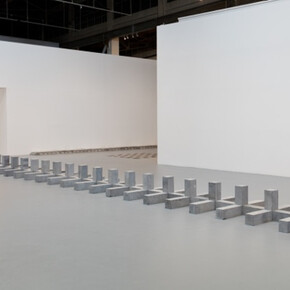 Carl Andre, Exhibition view. Courtesy of Moca