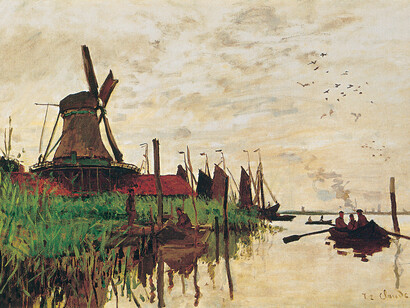 Claude Monet, Moulin à Zandaam, 1871. Huile sur toile, 48 × 73.5 cm. Ny Carlsberg Glyptotek, Copenhague. 