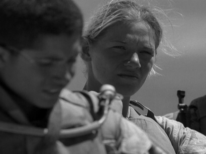 An-My Lê, Film still from 29 Palms, 2005, 2-channel DVD projection, 35 mm transferred to DVD, black-and-white, 7 minute loop, Image courtesy of the artist and Murray Guy, New York
