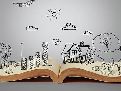 An open book, filled with storytelling, illustrations, and the boundless creativity of the human imagination