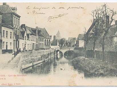 Quai des Ménetriers à Bruges – Souvenir visuel envoyé par Paul-Jean Toulet à un proche depuis la Belgique