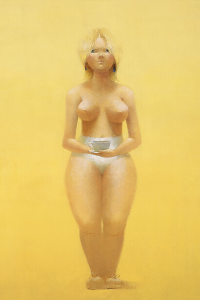 Lisa Yuskavage, Big Blonde with Teacup, 1994. Collection of Ninah and Michael Lynne. Courtesy the artist and David Zwirner, New York, London