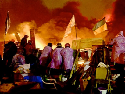 Maidan barricades In Kyiv, Ukraine in February 2014. Alfred Yaghobzadeh