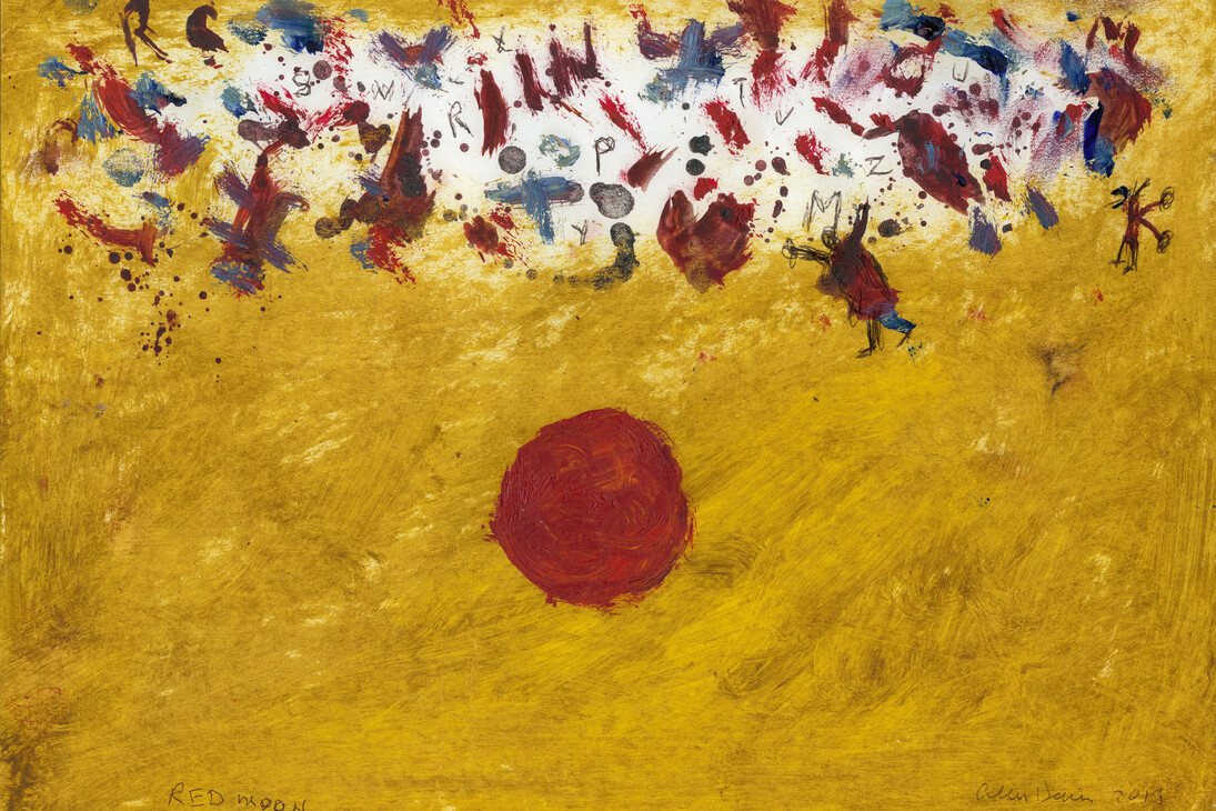 Alan Davie, Red Moon 2014, oil on paper, 8 3/8 x 11 ¾ in / 21 x 30 cm