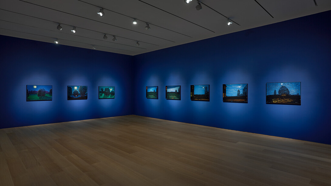 David Hockney, The moon room, exhibition view. Courtesy of Pace Gallery