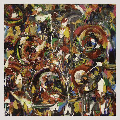 Edward Bekkerman, The Face of Labyrinth of Love, 2021, mixed media on linen canvas, 45 x 45 in, 114.3 x 114.3 cm