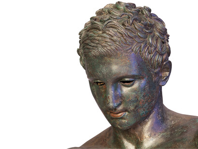 Detail of head of Apoxyomenos. Bronze, Hellenistic or Roman replica after a bronze original from the second quarter or the end of the 4th century BC. © Tourism Board of Mali Losinj
