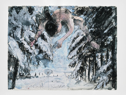 Anselm Kiefer, Für Adalbert Stifter: Waldsteig, 2015. Watercolour and charcoal on paper, 58 x 76 cm|22 13/16 x 29 15/16 in.© Anselm Kiefer. Photo © White Cube (Thomas Lannes)
