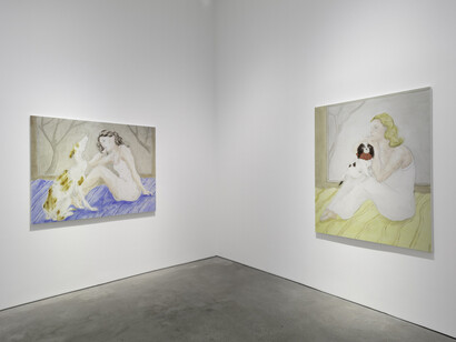 Tanya Merrill, What does the dog say? Exhibition view. Courtesy of 303 Gallery
