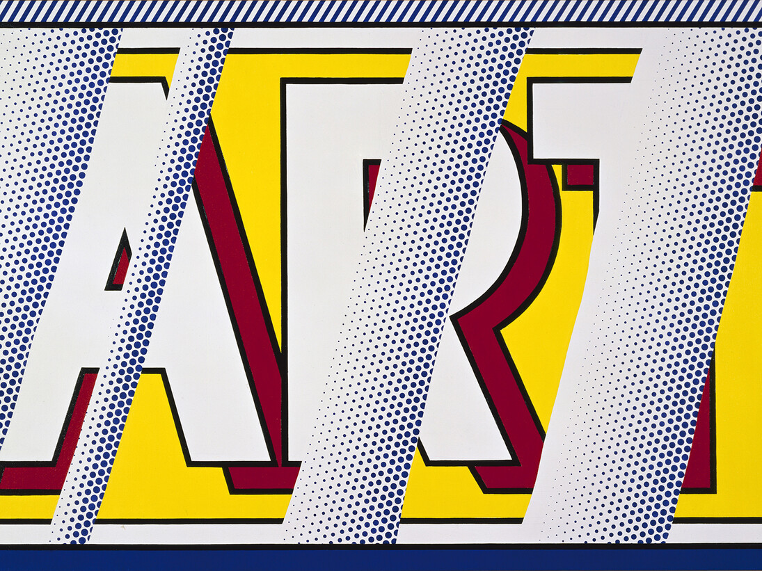 Roy Lichtenstein (1923-1997), Reflections: Art, 1988
Oil and Magna on canvas, 112.4 x 193.7 cm (44 1/4 x 76 1/4 in.), Artist Rooms National Galleries of Scotland and Tate. Lent by The Roy Lichtenstein Foundation Collection 2015 © Estate of Roy Lichtenstein/DACS 2015
