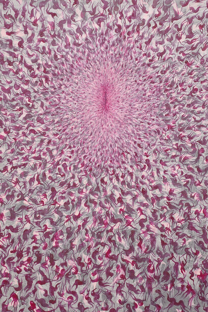 PEYBAK, Abrakan #18, 2015, Gesso, acrylic, ink and pastel on canvas, 70 7/8 x 70 7/8 in. Unique piece, Courtesy Galerie GP & N Vallois, Paris, Photo : Aurélien Mole