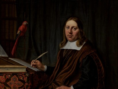 «Retrato de un hombre escribiendo sobre una mesa» (1663), Hendrick Martensz 