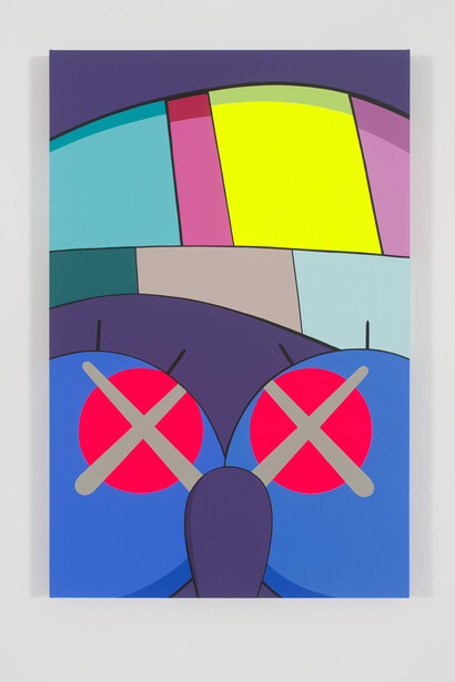 KAWS, UPS AND DOWNS (detail) (2012), Acrylic on canvas, H88.9cm x W58.4cm, courtesy the artist and YSP, photo by Farzad Owrang