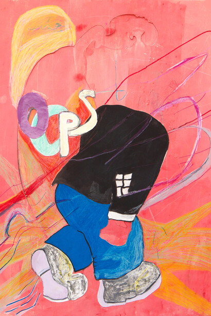 Sarah Tritz, Sluggo n°3, 2015, gouache sur papier, crayon de couleur, collage sur papier, 69,5 x 53,5 cm, courtesy of galerie anne barrault
