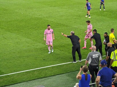 Lionel Messi from Inter Miami CF's season opener against Real Salt Lake at Chase Stadium in Fort Lauderdale, Florida, USA