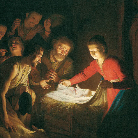 Gerrit van Honthorst, Adorazione dei pastori, dettaglio, 1616-1617, Olio su tela, Germania, collezione privata