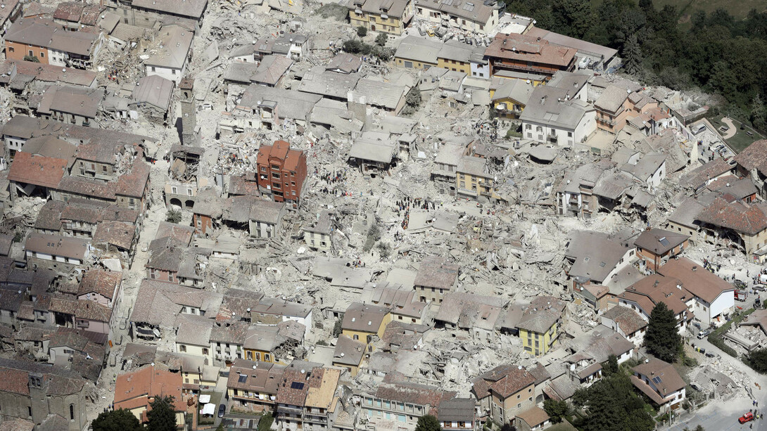 Amatrice all'indomani dal terremoto