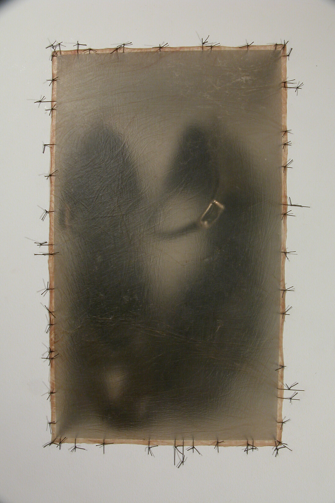 Doris Salcedo, Atrabiliarios (detail), 1992–2004, Shoes, animal fiber, and surgical thread; 43 niches and 40 boxes, dimensions variable. Courtesy Alexander and Bonin, New York