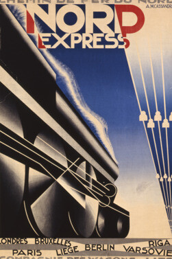 Plakat für den Zug Nordexpress der Bahngesellschaft Chemin de Fer du Nord
A.M. Cassandre (1901-1966)1927 Paris Farblithografie 106 x 76 cm